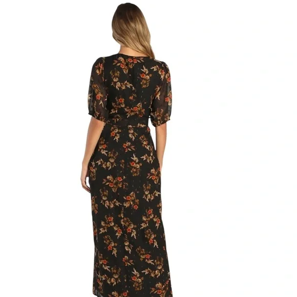 NEW Lulus Black Floral Wrap Dress S Autumnal Coquette Feminine Flirty Romantic - Picture 6 of 15